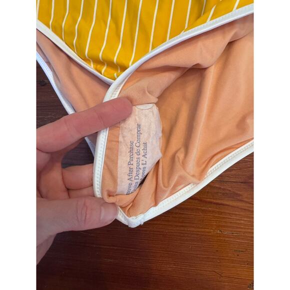 J Crew Scoopneck one-piece swimsuit in Stripe Sunflower Yellow Womens Sz 18 NWT - Picture 11 of 16
